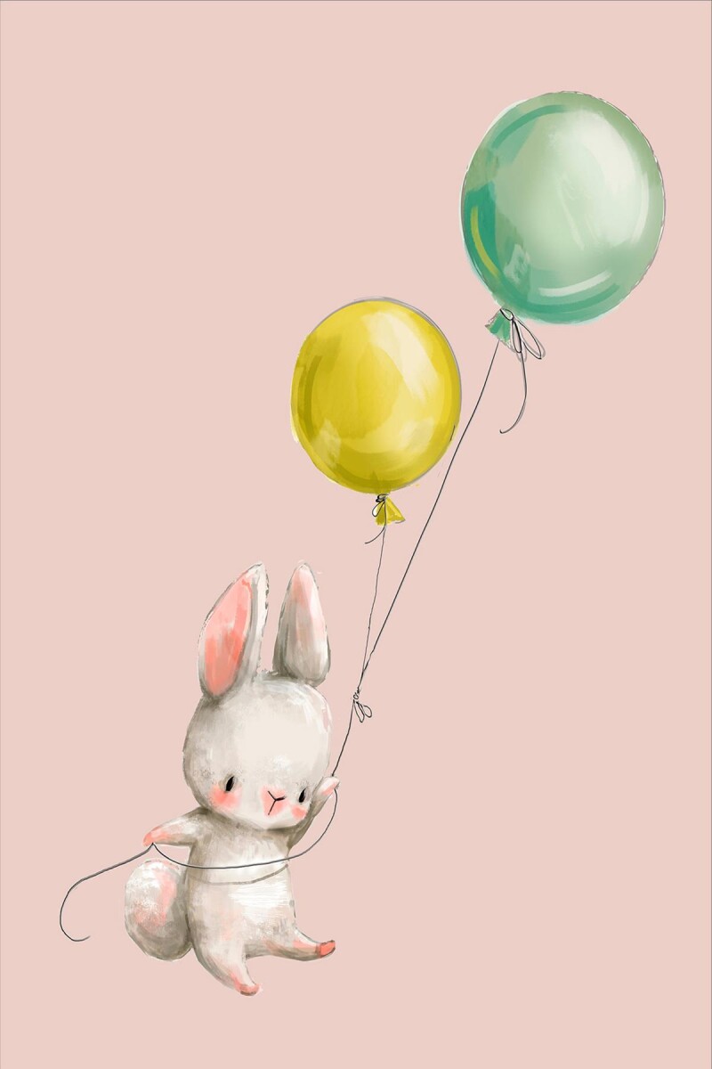 Frenda Home Tavşan Desenli Kaymaz Deri Taban Çocuk Odası Halısı Pembe - Frenda (1)