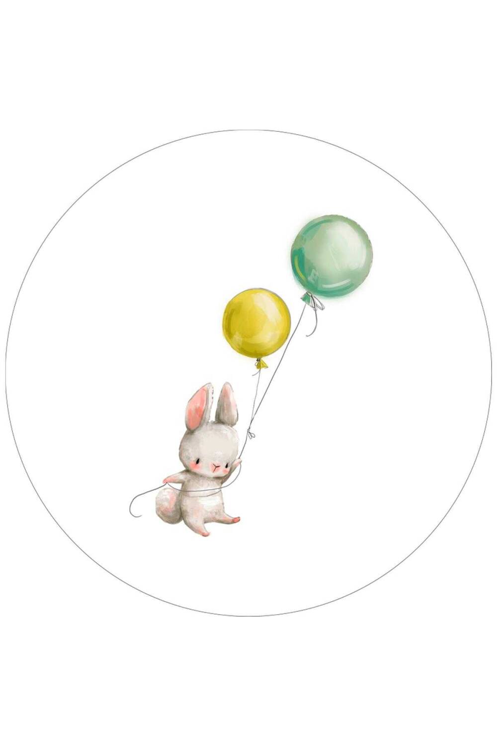 Frenda Home Tavşan Desenli Kaymaz Deri Taban Yuvarlak Çocuk Odası Halısı Beyaz - 1