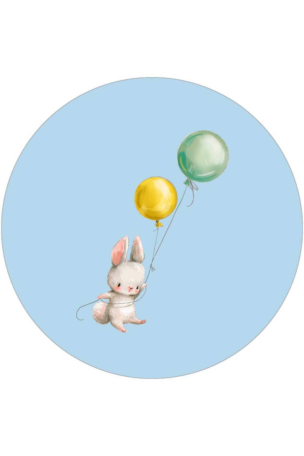 Frenda Home Tavşan Desenli Kaymaz Deri Taban Yuvarlak Çocuk Odası Halısı Mavi - 1