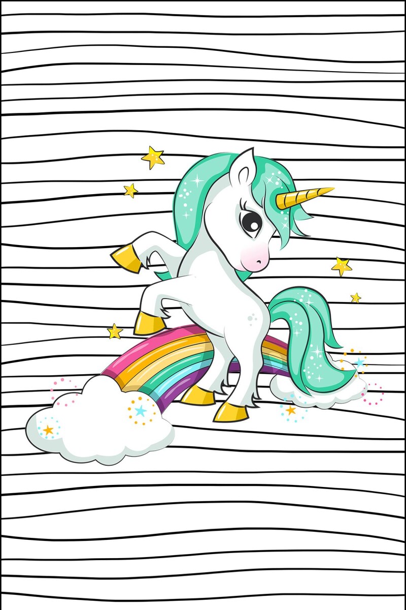 Frenda Home Unicorn Desenli Kaymaz Deri Taban Çocuk Halısı - Frenda (1)