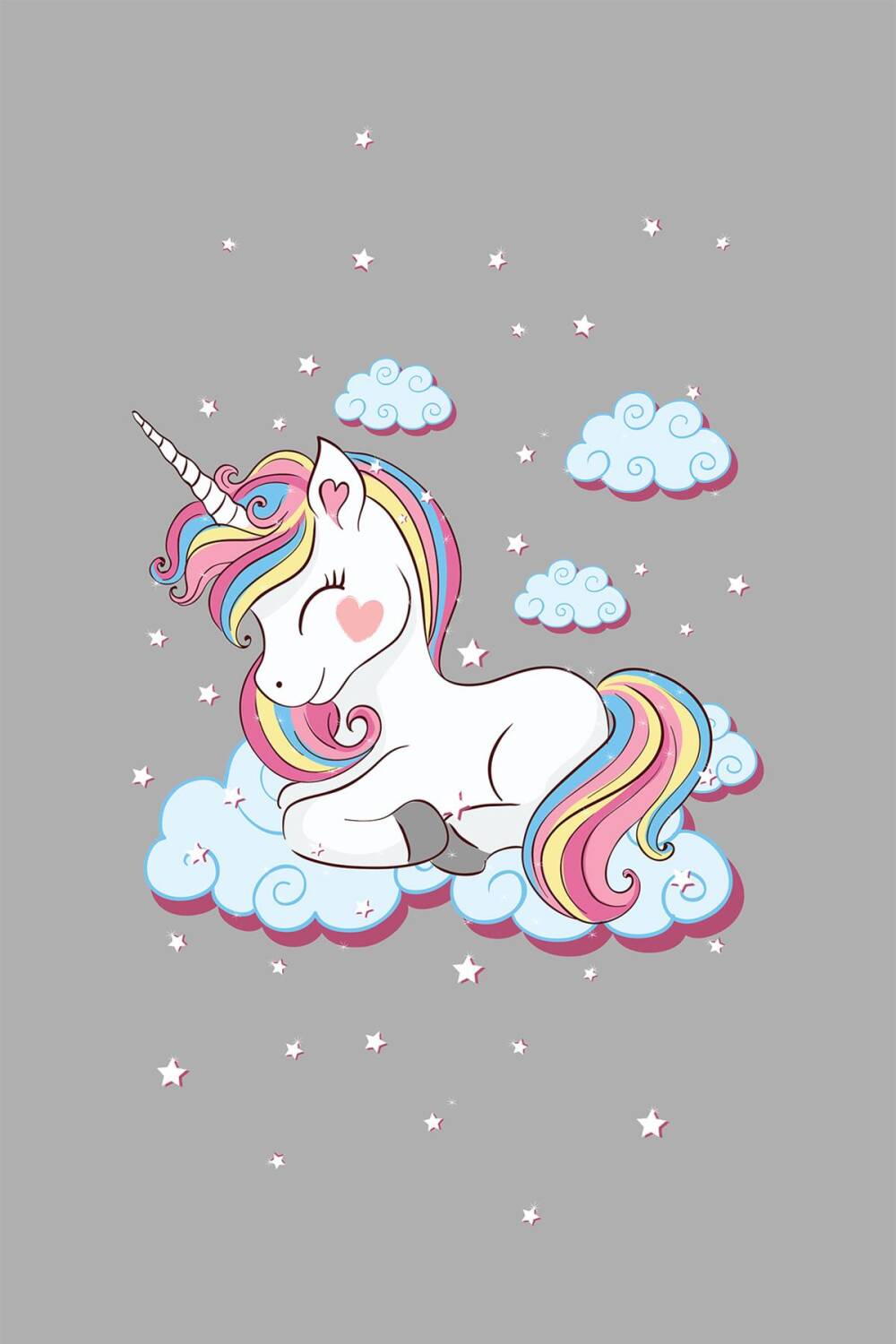 Frenda Home Unıcorn Pamuk Taban Dekoratif Baskılı Çocuk Odası Halısı Gri - 1