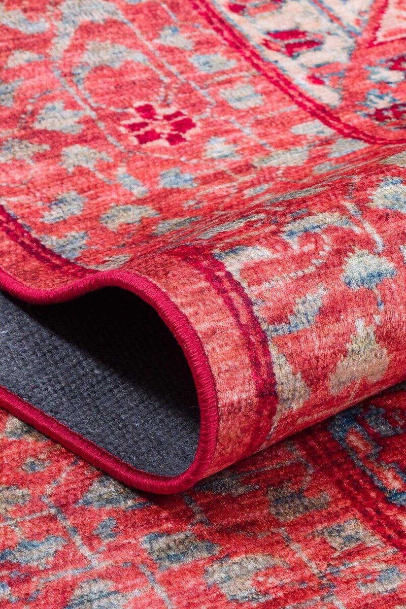 Frenda Home Vintage Desen Pamuk Taban Baskılı Yıkanabilir Halı - 6