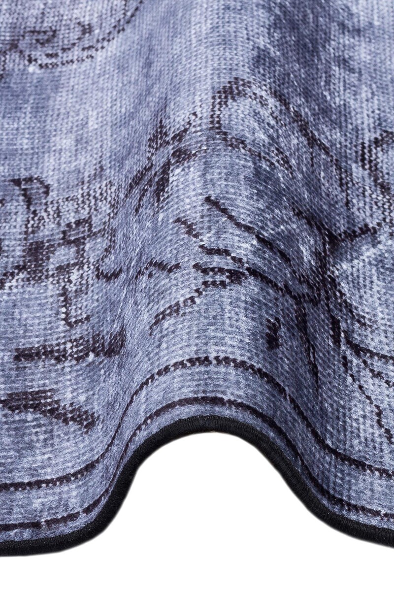 Frenda Home Vintage Desenli Yıkanabilir Pamuk Taban Halı Gri - 3