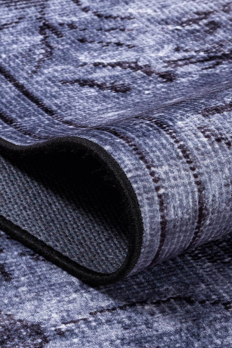 Frenda Home Vintage Desenli Yıkanabilir Pamuk Taban Halı Gri - 4