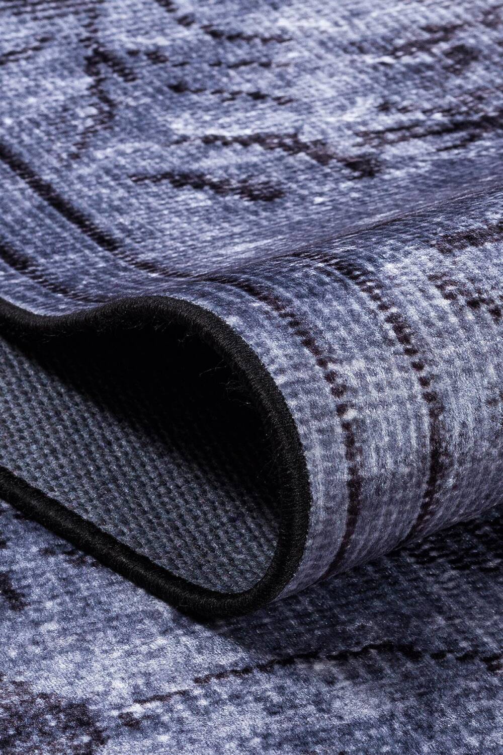 Frenda Home Vintage Desenli Yıkanabilir Pamuk Taban Halı Gri - 4