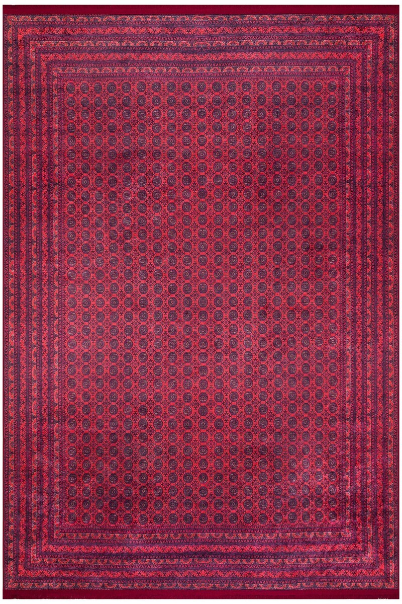 Frenda Home Yıkanabilir Pamuk Taban Kırmızı Afgan Halı - Frenda