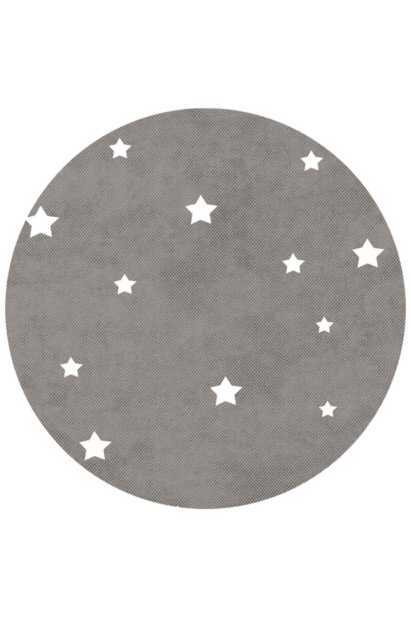 Frenda Home Yıldız Desenli Deri Taban Yuvarlak Çocuk ve Bebek Odası Halısı Beyaz 