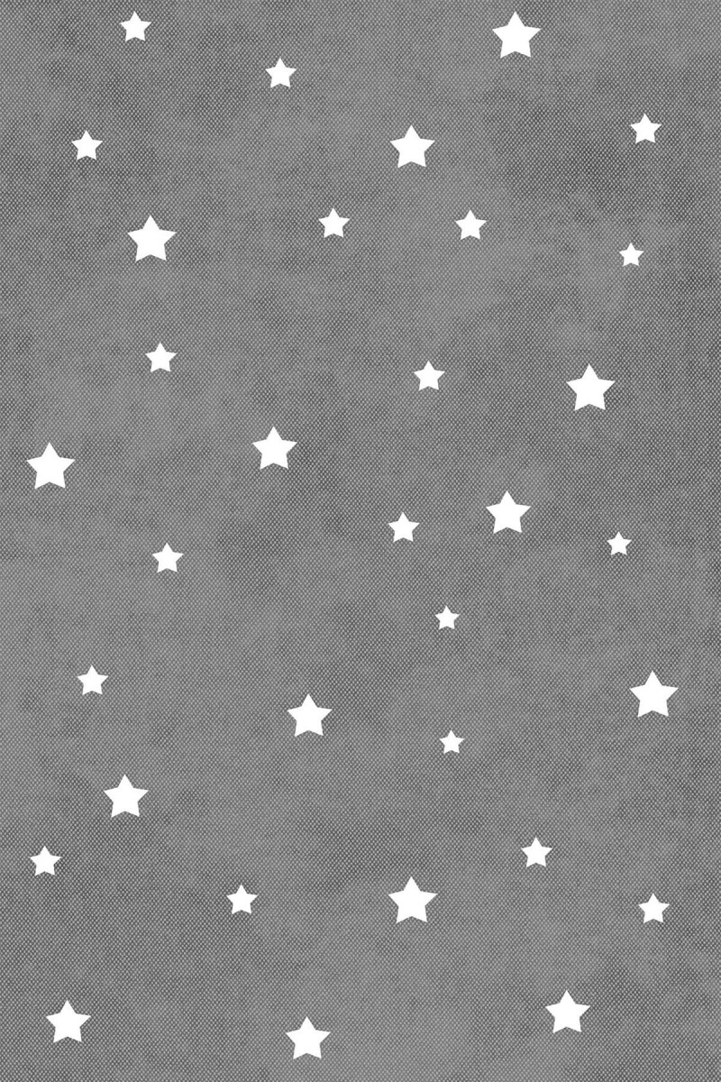 Frenda Home Yıldız Desenli Kaymaz Deri Taban Çocuk Ve Bebek Odası Halısı Beyaz - Frenda