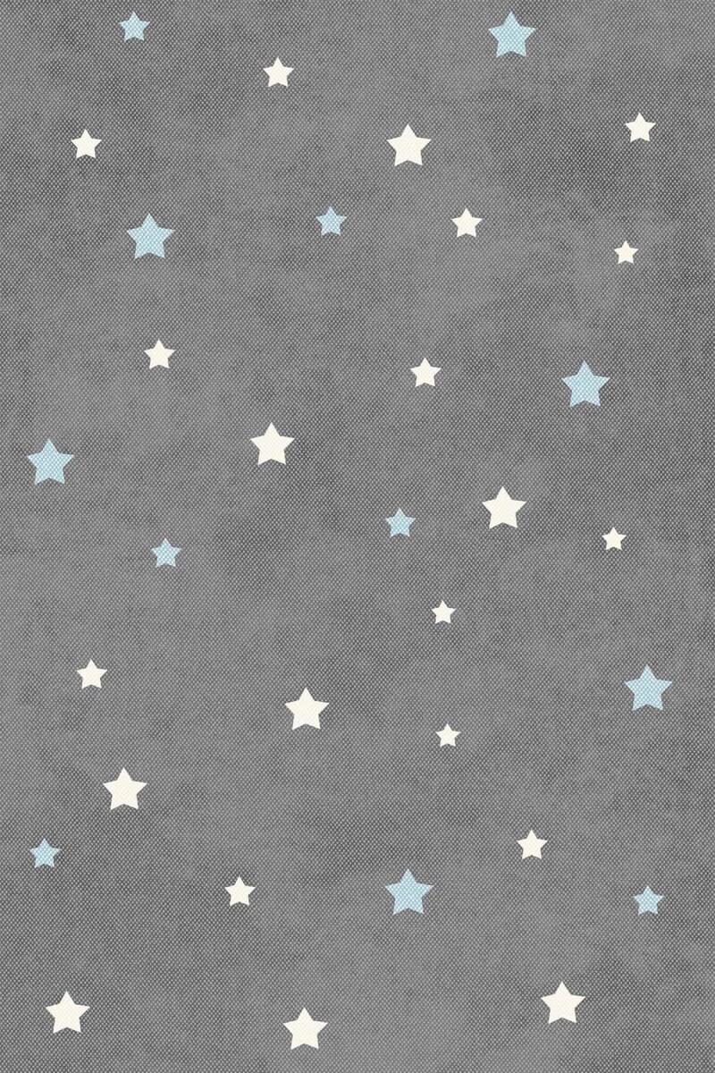 Frenda Home Yıldız Desenli Kaymaz Deri Taban Çocuk Ve Bebek Odası Halısı Mavi - Frenda