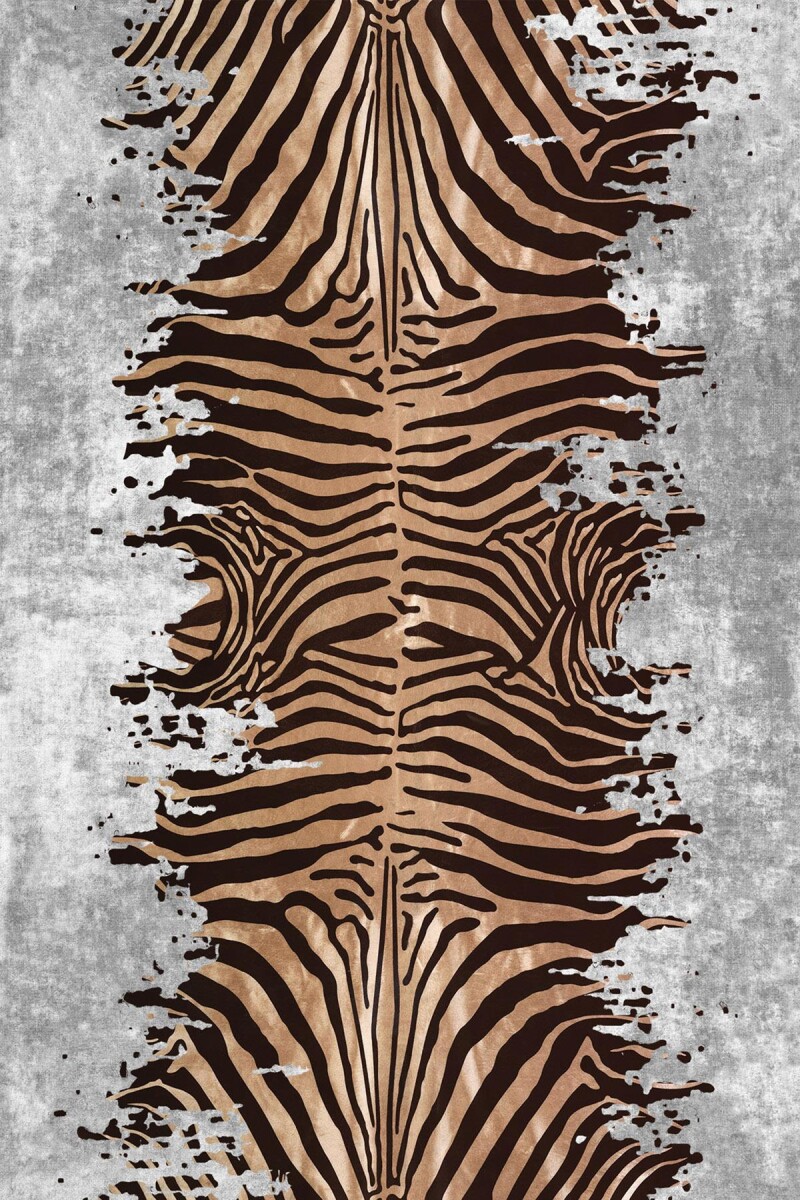 Frenda Home Zebra Desen Kaymaz Deri Taban Halı Gri - 2