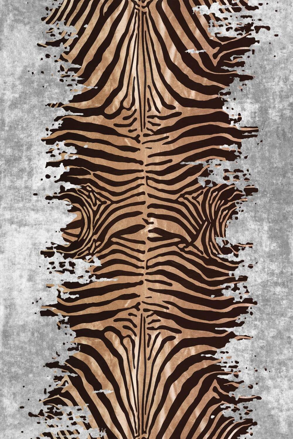 Frenda Home Zebra Desen Kaymaz Deri Taban Halı Gri - 2