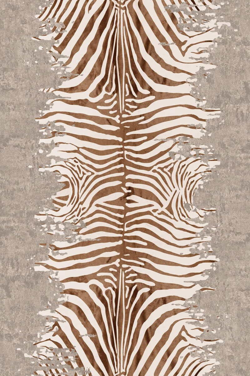 Frenda Home Zebra Desen Pamuk Taban Baskılı Halı Bej - 2