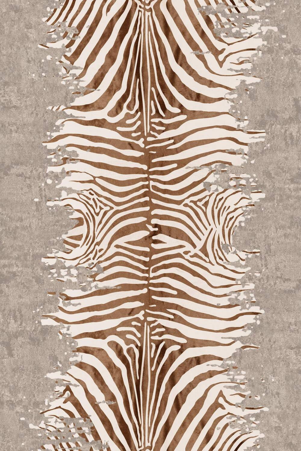 Frenda Home Zebra Desen Pamuk Taban Baskılı Halı Bej - 2