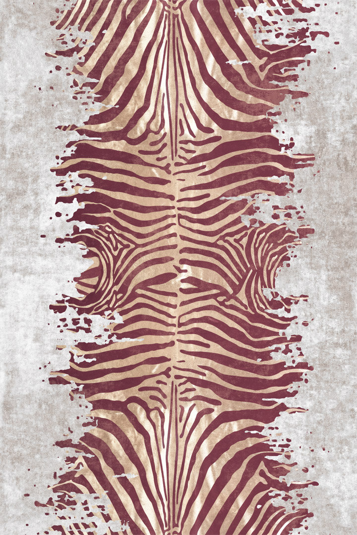 Frenda Home Zebra Desen Pamuk Taban Baskılı Halı Kahve 