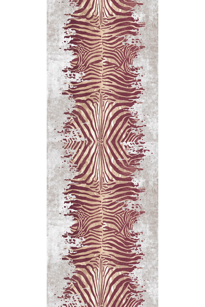 Frenda Home Zebra Desen Pamuk Taban Baskılı Kesme Yolluk Halı Kahve - Frenda (1)