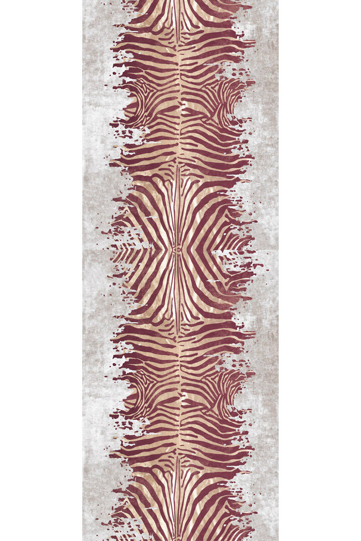 Frenda Home Zebra Desen Pamuk Taban Baskılı Kesme Yolluk Halı Kahve - 2