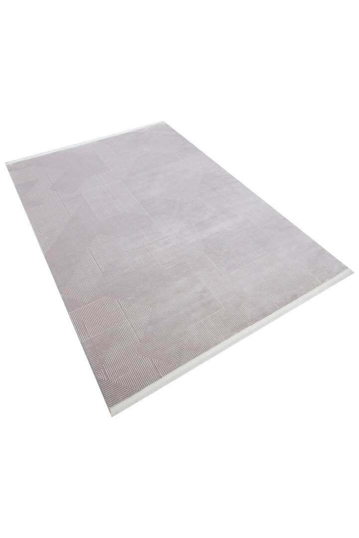 Geometrik Abstract Desenli Prato İpeksi Lüks Viskon Halı Pr04 Gri - 2
