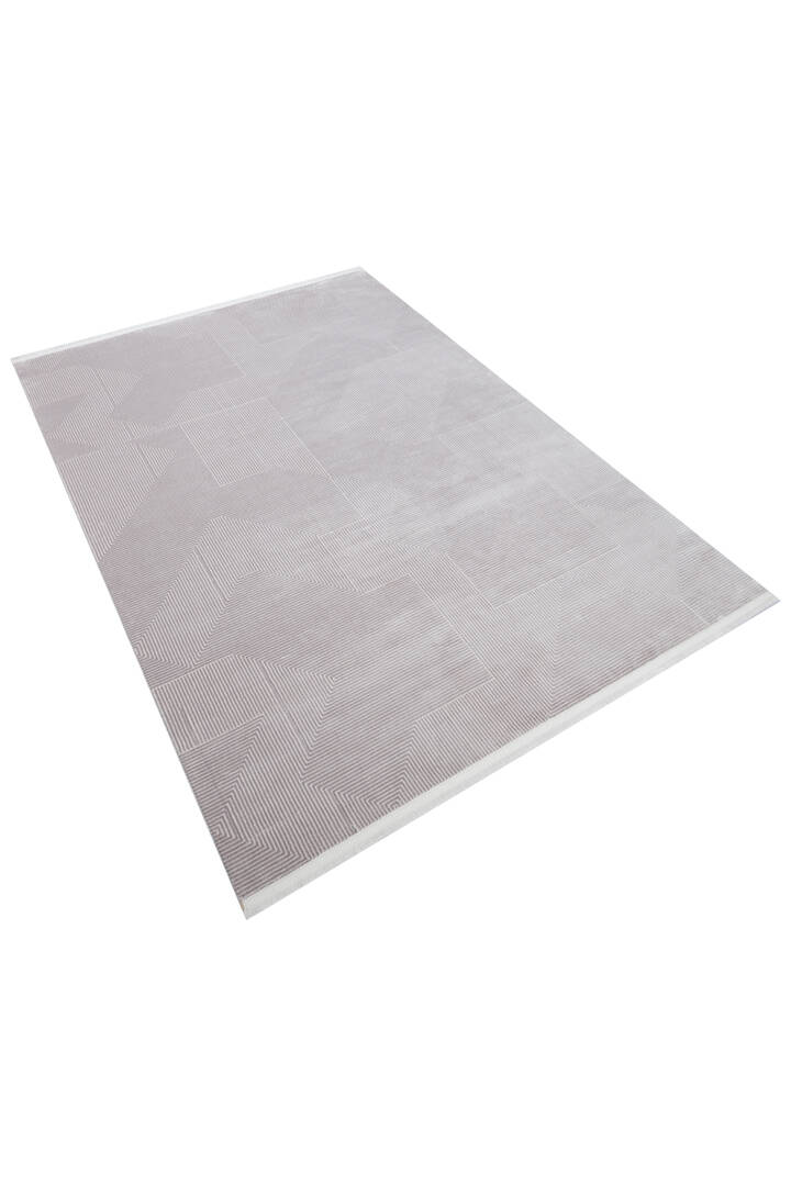 Geometrik Abstract Desenli Prato İpeksi Lüks Viskon Halı Pr04 Gri - 2