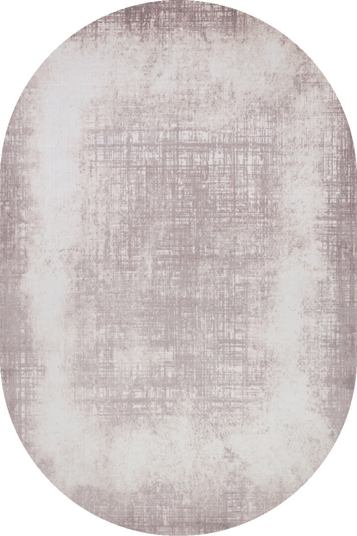 Geometrik Abstract Desenli Prato İpeksi Lüks Viskon Oval Halı Pr05 Krem 