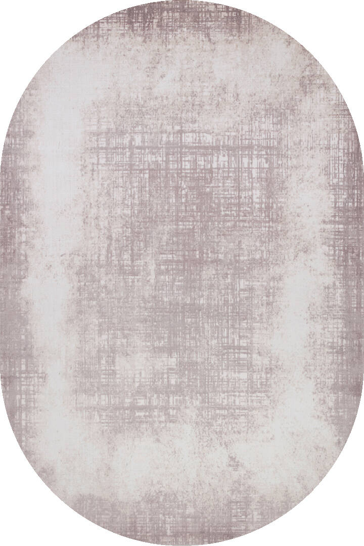 Geometrik Abstract Desenli Prato İpeksi Lüks Viskon Oval Halı Pr05 Krem - 1