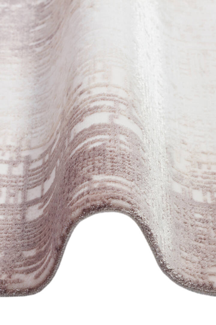 Geometrik Abstract Desenli Prato İpeksi Lüks Viskon Oval Halı Pr05 Krem - 2