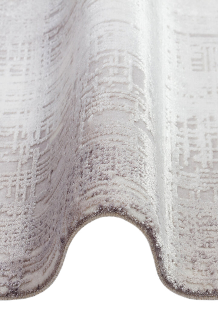 Geometrik Abstract Desenli Prato İpeksi Lüks Viskon Oval Halı Pr06 Gri - Frenda (1)