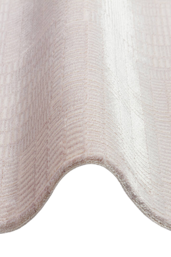 Geometrik Abstract Desenli Prato İpeksi Lüks Viskon Oval Halı Pr07 Bej - 2