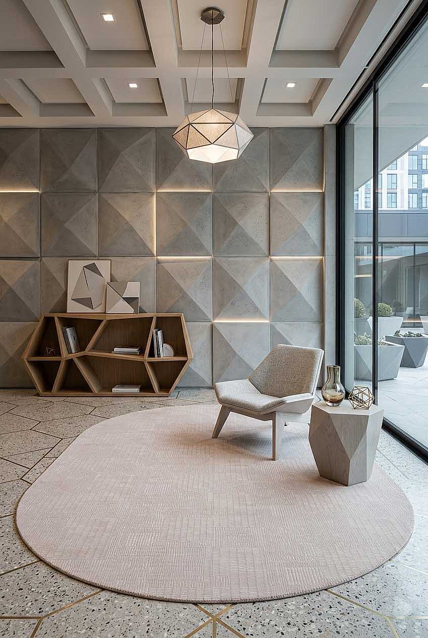 Geometrik Abstract Desenli Prato İpeksi Lüks Viskon Oval Halı Pr07 Bej