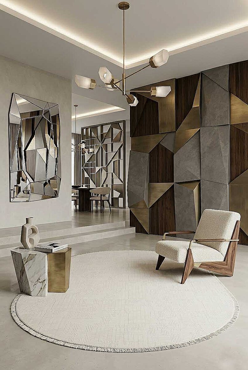 Geometrik Abstract Desenli Prato İpeksi Lüks Viskon Oval Halı Pr08 Gri - Frenda