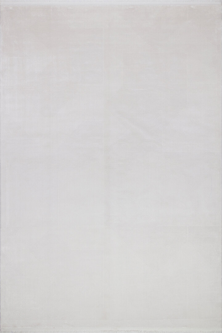 Geometrik Abstract Desenli Prato İpeksi Lüks Viskon Yolluk Özel Ölçü Kesme Halı Pr03 Gri - 2