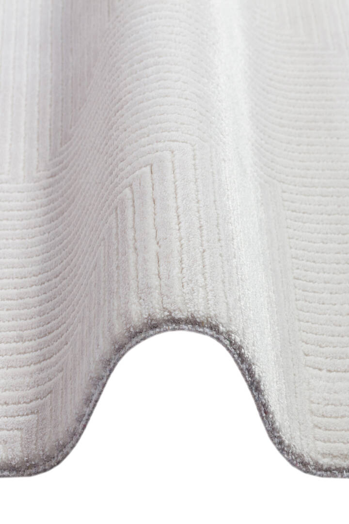 Geometrik Abstract Desenli Prato İpeksi Lüks Viskon Yolluk Özel Ölçü Kesme Halı Pr03 Gri - 4