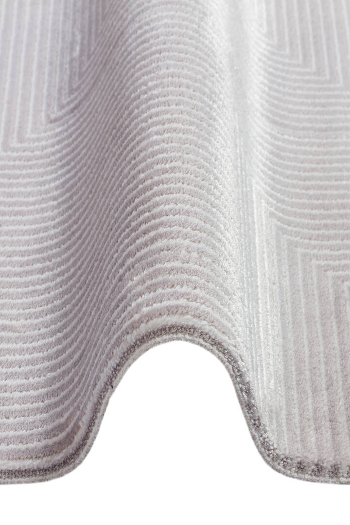 Geometrik Abstract Desenli Prato İpeksi Lüks Viskon Yolluk Özel Ölçü Kesme Halı Pr04 Gri - 4