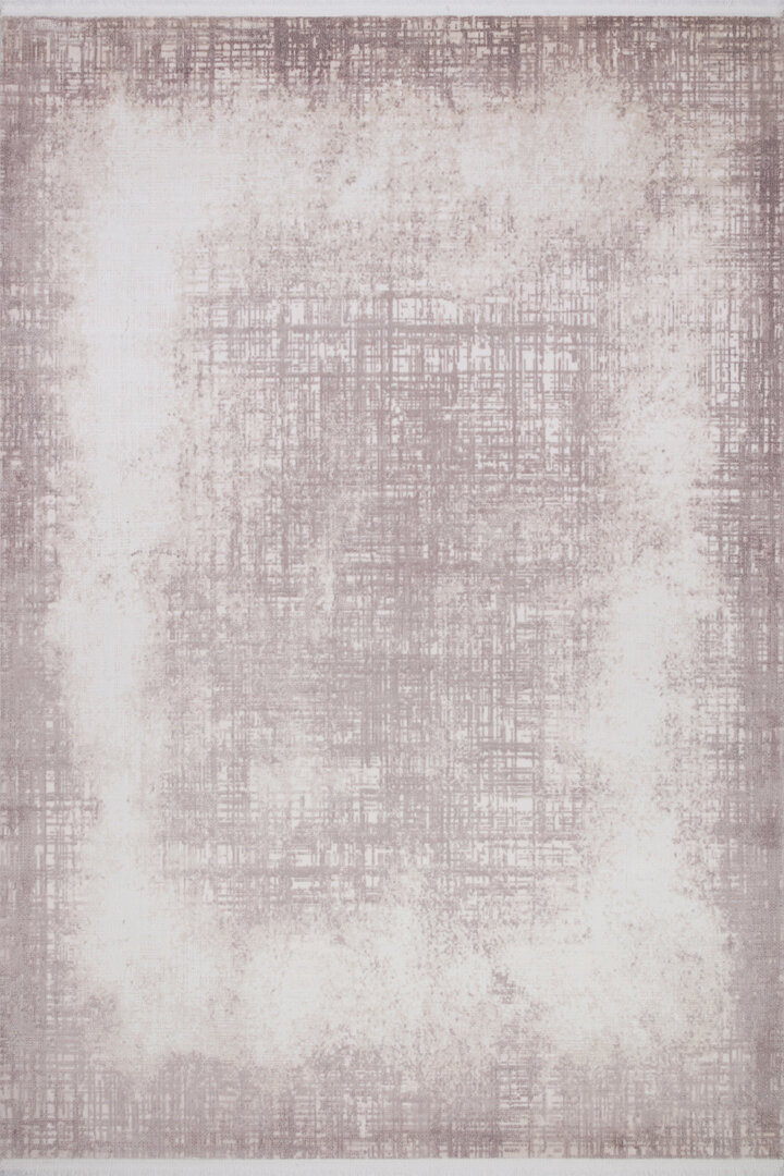 Geometrik Abstract Desenli Prato İpeksi Lüks Viskon Yolluk Özel Ölçü Kesme Halı Pr05 Krem - Frenda (1)