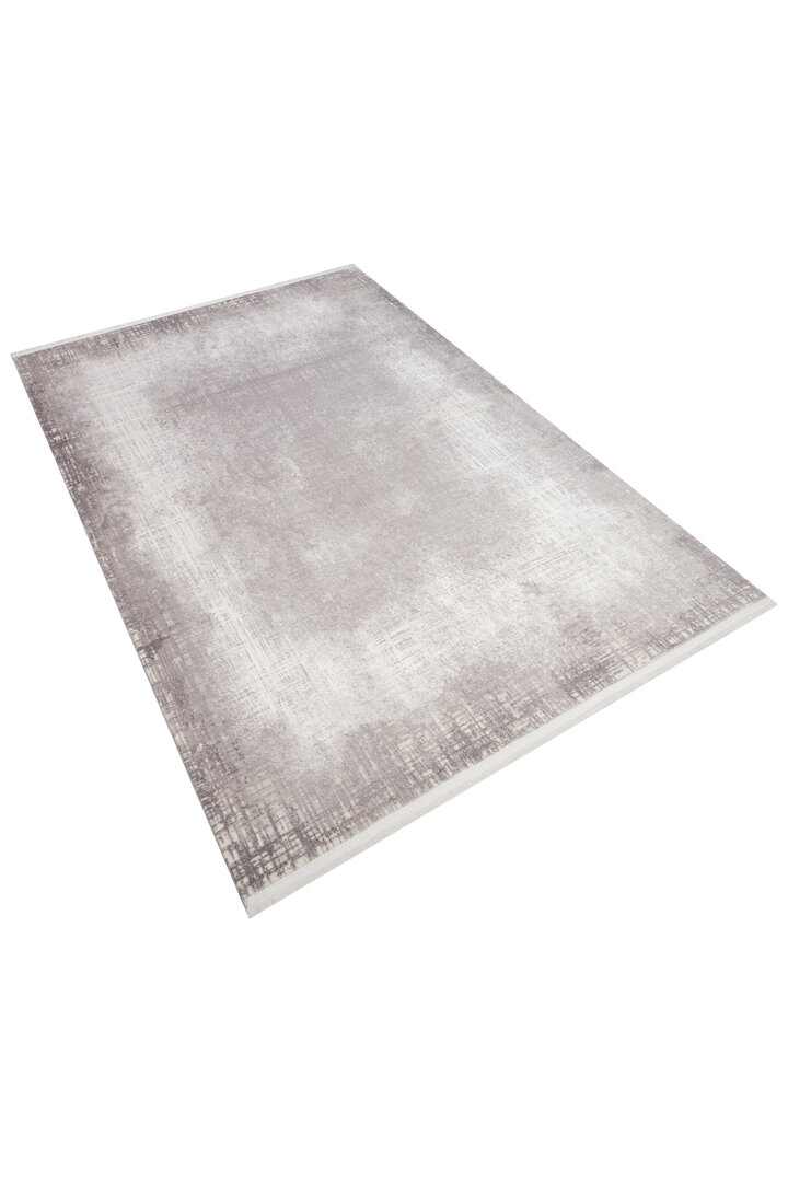 Geometrik Abstract Desenli Prato İpeksi Lüks Viskon Yolluk Özel Ölçü Kesme Halı Pr06 Gri - 3