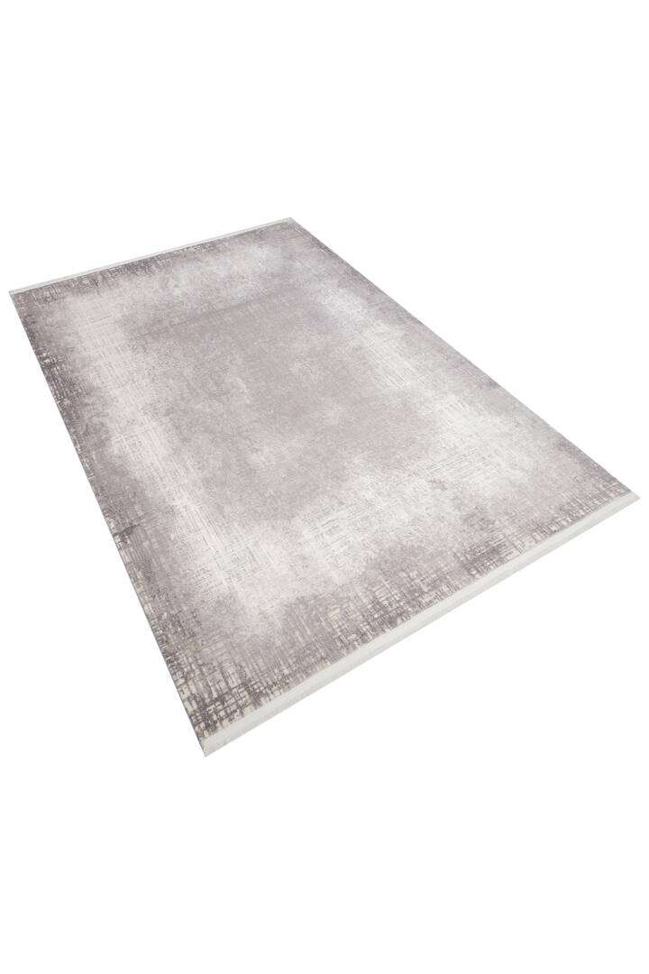 Geometrik Abstract Desenli Prato İpeksi Lüks Viskon Yolluk Özel Ölçü Kesme Halı Pr06 Gri - 3