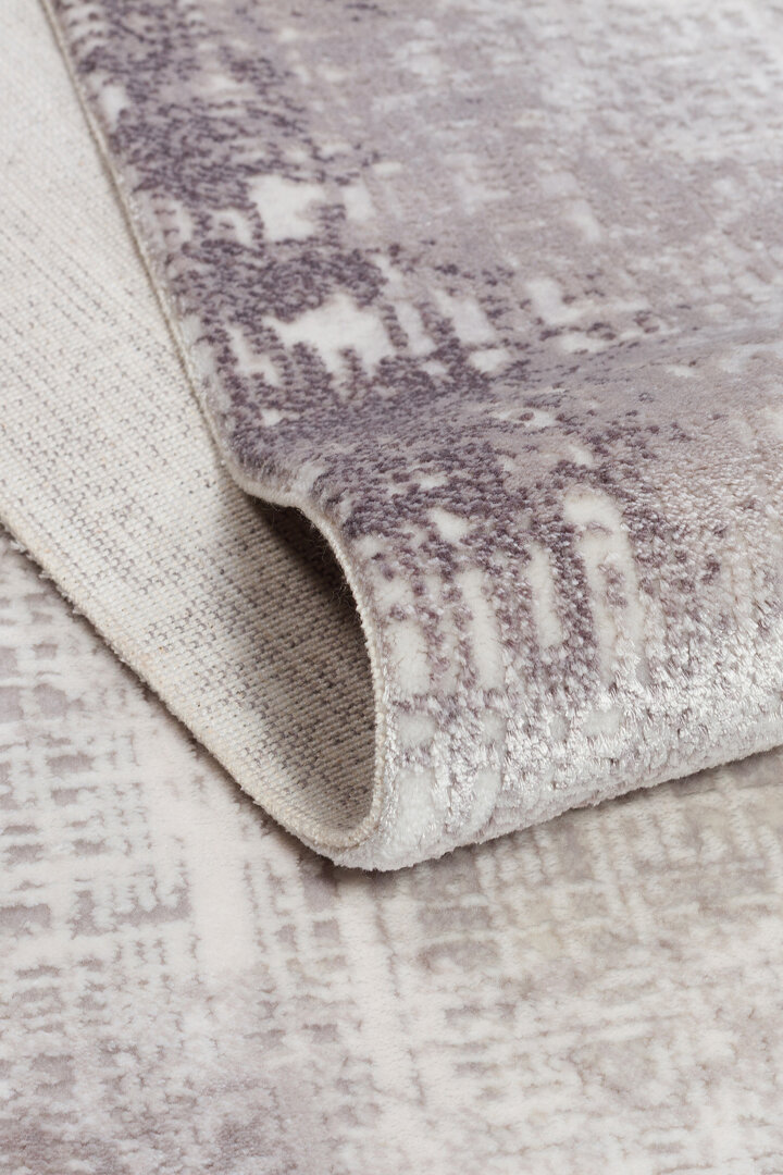 Geometrik Abstract Desenli Prato İpeksi Lüks Viskon Yolluk Özel Ölçü Kesme Halı Pr06 Gri - 5