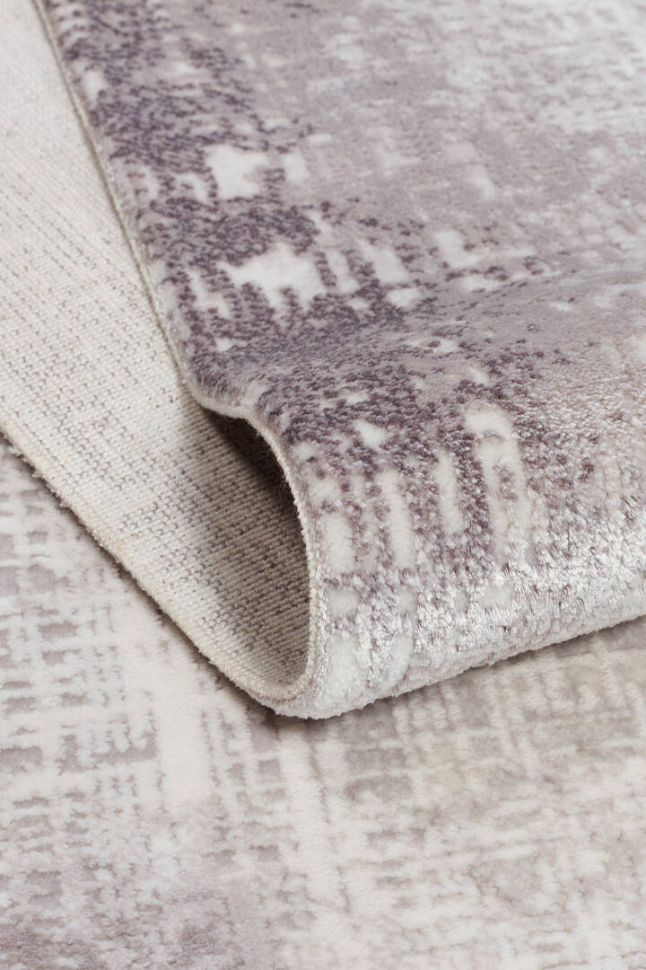 Geometrik Abstract Desenli Prato İpeksi Lüks Viskon Yolluk Özel Ölçü Kesme Halı Pr06 Gri - 5