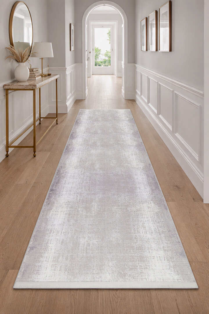 Geometrik Abstract Desenli Prato İpeksi Lüks Viskon Yolluk Özel Ölçü Kesme Halı Pr06 Gri 