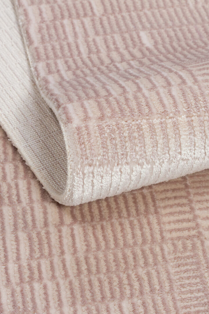 Geometrik Abstract Desenli Prato İpeksi Lüks Viskon Yolluk Özel Ölçü Kesme Halı Pr07 Bej - 5