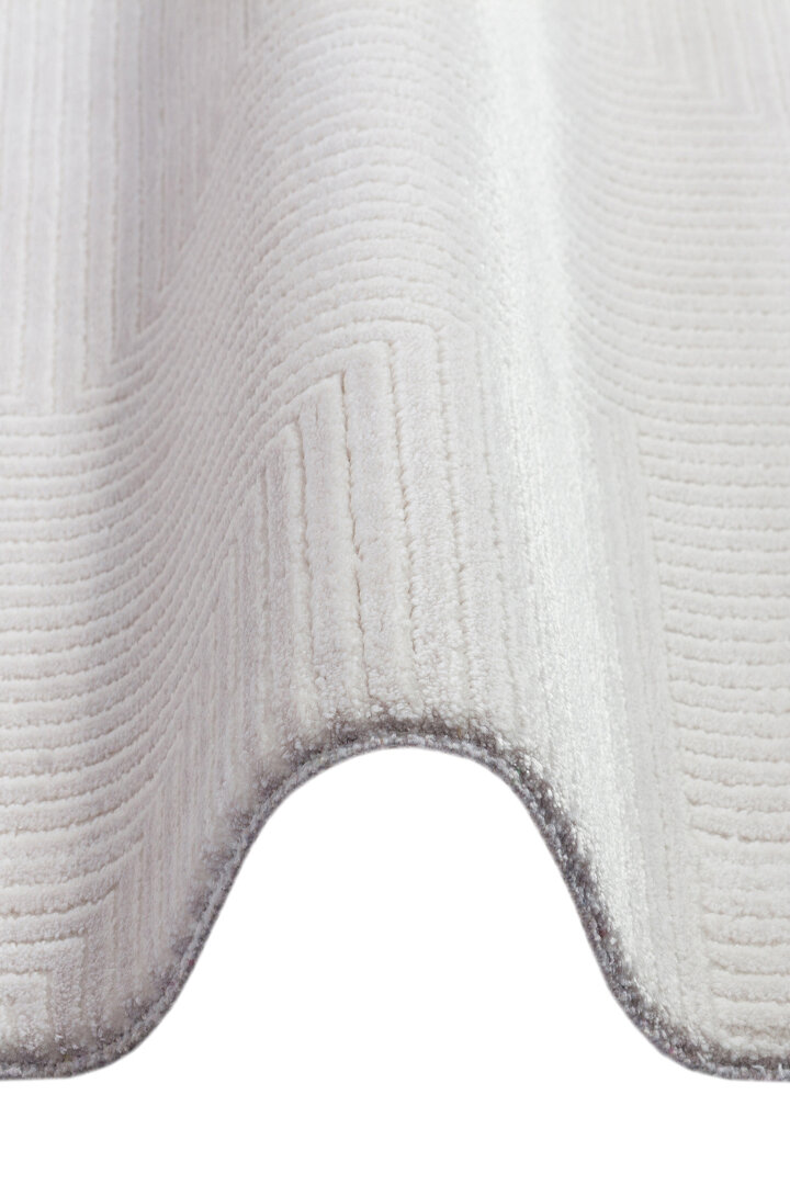 Geometrik Abstract Desenli Prato İpeksi Lüks Viskon Yuvarlak Halı Pr03 Gri - 2