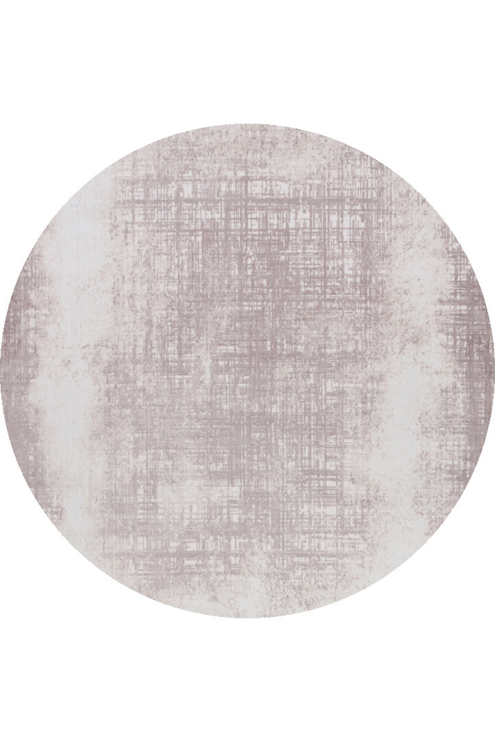 Geometrik Abstract Desenli Prato İpeksi Lüks Viskon Yuvarlak Halı Pr05 Krem 