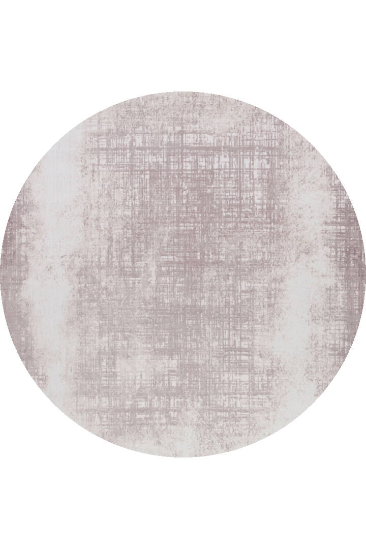 Geometrik Abstract Desenli Prato İpeksi Lüks Viskon Yuvarlak Halı Pr05 Krem - 1