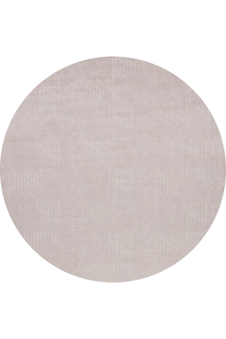 Geometrik Abstract Desenli Prato İpeksi Lüks Viskon Yuvarlak Halı Pr07 Bej 