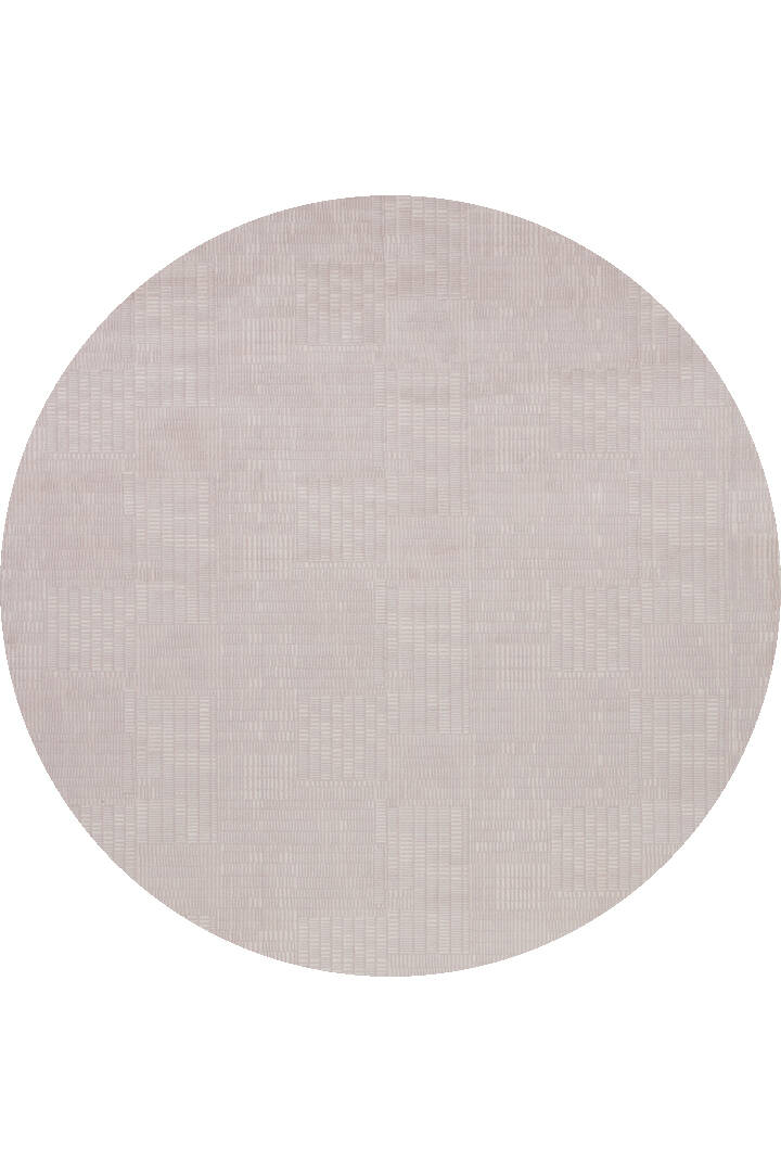 Geometrik Abstract Desenli Prato İpeksi Lüks Viskon Yuvarlak Halı Pr07 Bej - 1