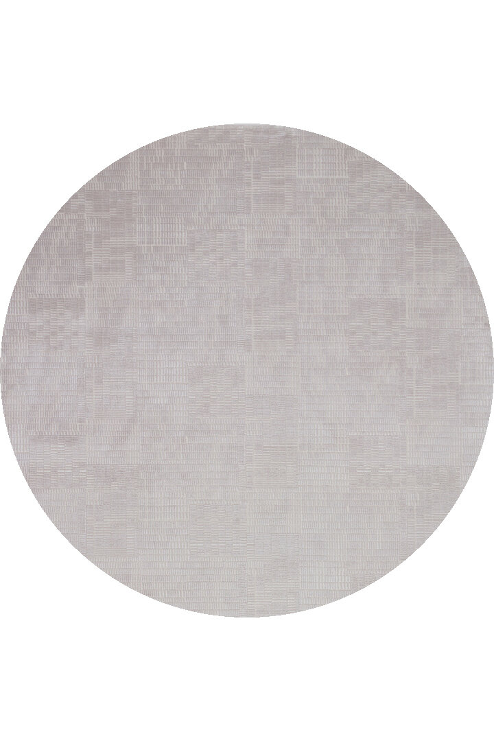 Geometrik Abstract Desenli Prato İpeksi Lüks Viskon Yuvarlak Halı Pr09 Gri 