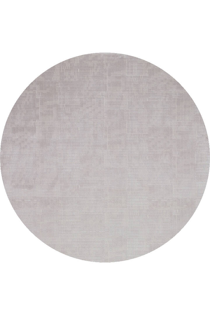Geometrik Abstract Desenli Prato İpeksi Lüks Viskon Yuvarlak Halı Pr09 Gri - 1