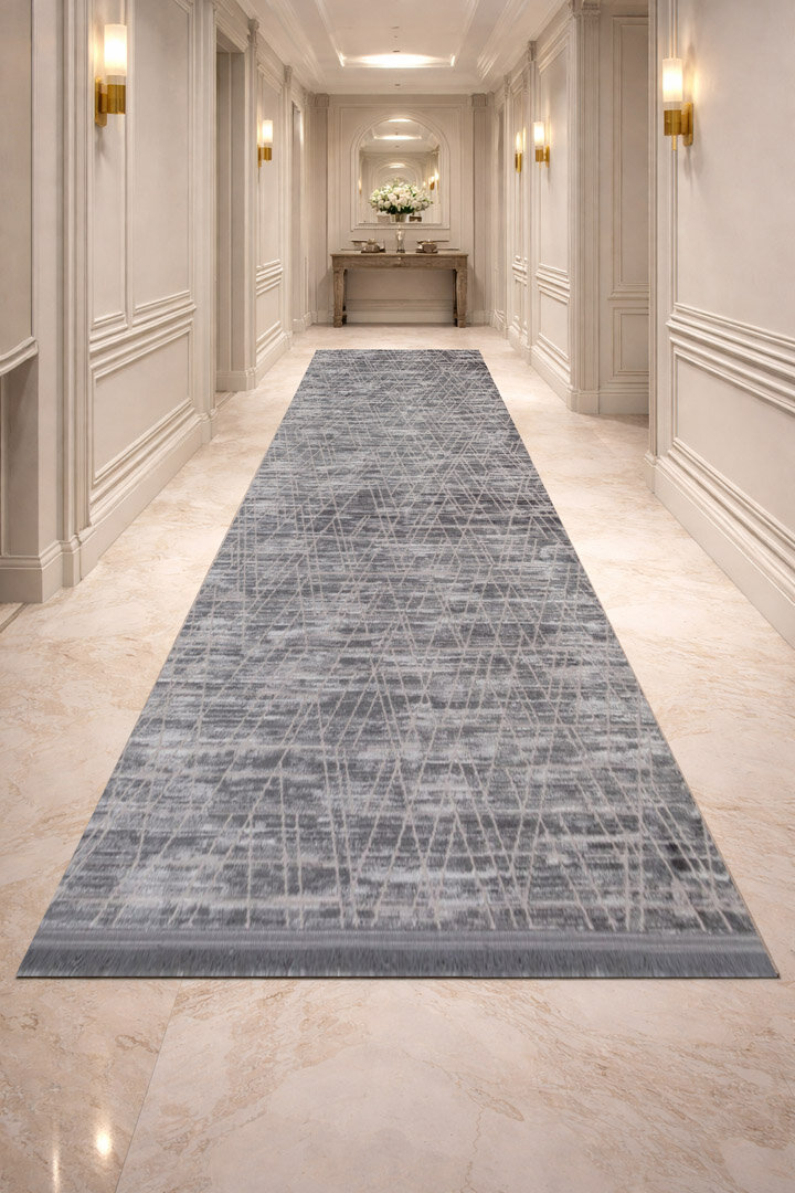 Geometrik Desenli Nar Yumuşak Dokulu Akrilik Halı Nr02 Antrasit - 2