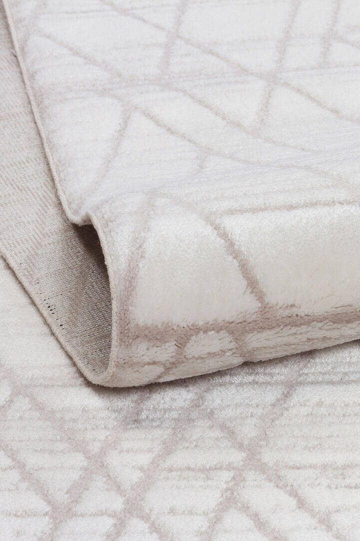 Geometrik Desenli Nar Yumuşak Dokulu Akrilik Halı Nr02 Kemik - 5