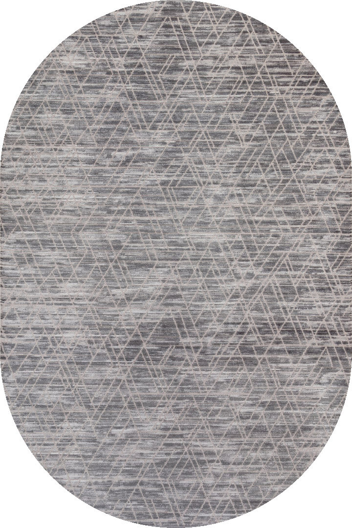 Geometrik Desenli Nar Yumuşak Dokulu Akrilik Oval Halı Nr02 Antrasit 