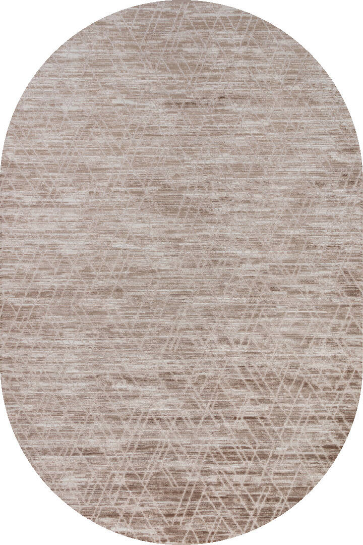 Geometrik Desenli Nar Yumuşak Dokulu Akrilik Oval Halı Nr02 Bej - 1
